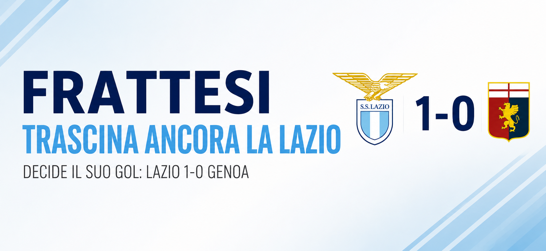 La Lazio batte il Genoa 1-0 all'Olimpico e conquista la seconda vittoria consecutiva in Serie A. Decide ancora Davide Frattesi, già a due gol in due giornate. Analisi tattica, formazioni, statistiche e protagonisti della squadra di Gennaro Gattuso, ancora imbattuta e a punteggio pieno.