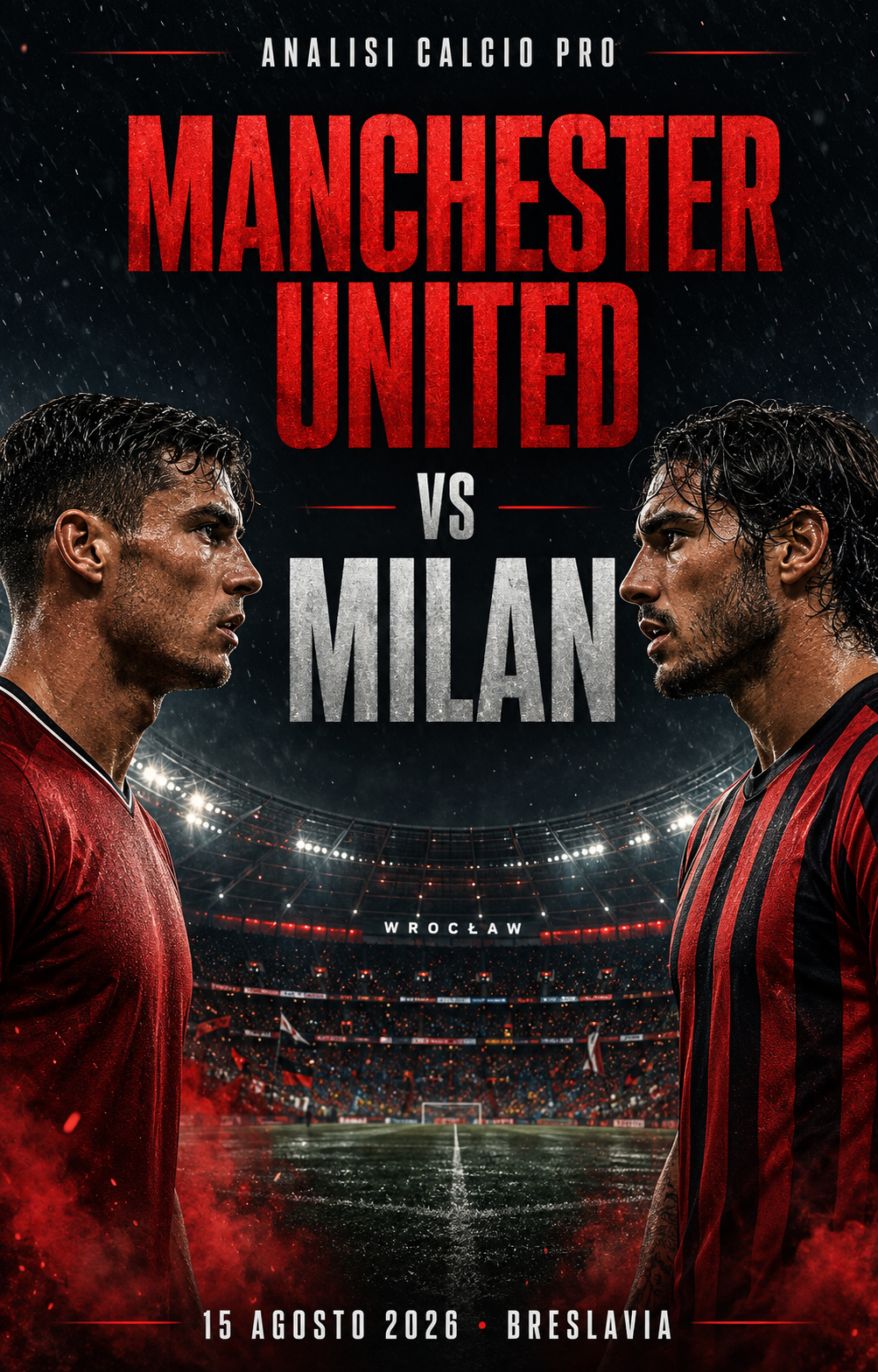 Manchester United, Milan, Manchester United Milan, amichevole internazionale, analisi partita, probabili formazioni, Ruben Amorim, Michael Carrick, Rafael Leão, Bruno Fernandes, Gonçalo Ramos, calcio internazionale, precampionato, amichevoli estive, Tarczyński Arena, Breslavia, diretta TV, quote partita, GoalMatrixAI, Analisi Calcio Pro