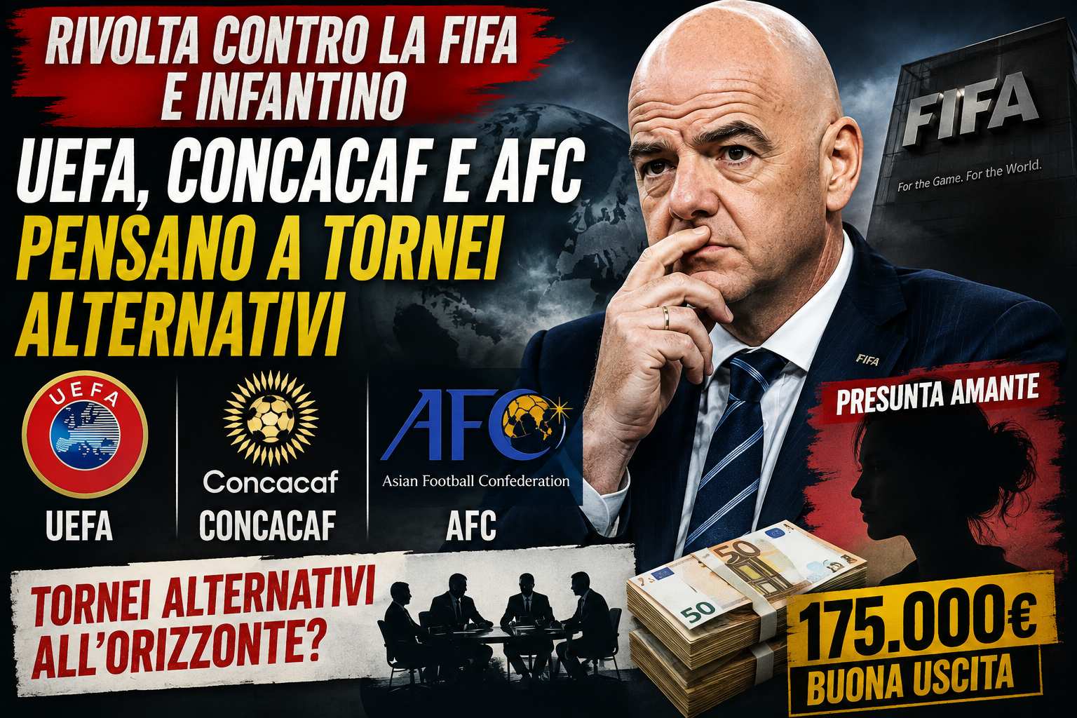 FIFA, Gianni Infantino, UEFA, CONCACAF, AFC, calcio mondiale, tornei alternativi, governance FIFA, crisi FIFA, federazioni calcistiche, confederazioni, calcio internazionale, sport business, politica sportiva, congresso FIFA, riforme calcio, polemiche FIFA, news calcio, istituzioni sportive, calcio europeo