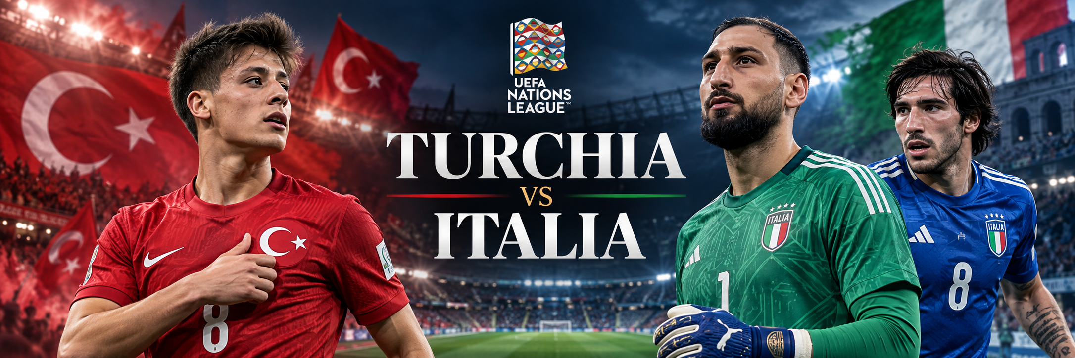 Turchia-Italia vale già tantissimo nel Gruppo A1 di Nations League. Analizzo quote, probabili formazioni, numeri GoalMatrixAI e chiavi tattiche di una gara nella quale gli Azzurri devono reagire dopo il ko col Belgio e ritrovare ritmo, personalità e credibilità.