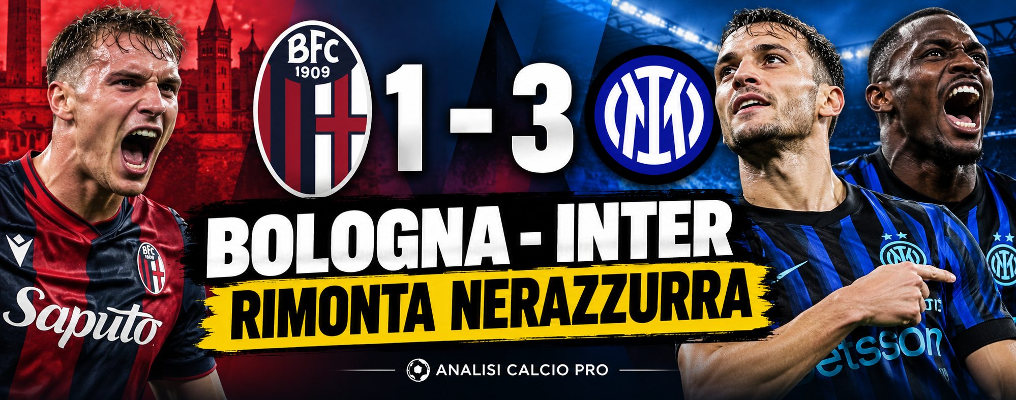L'Inter batte il Bologna 3-1 in rimonta al Dall'Ara e conquista tre punti fondamentali senza Lautaro Martinez. Pobega illude i rossoblù, poi Thuram, Carlos Augusto e Bonny ribaltano tutto. Analisi tattica della vittoria nerazzurra, delle scelte di Chivu e dei problemi difensivi ancora irrisolti.
