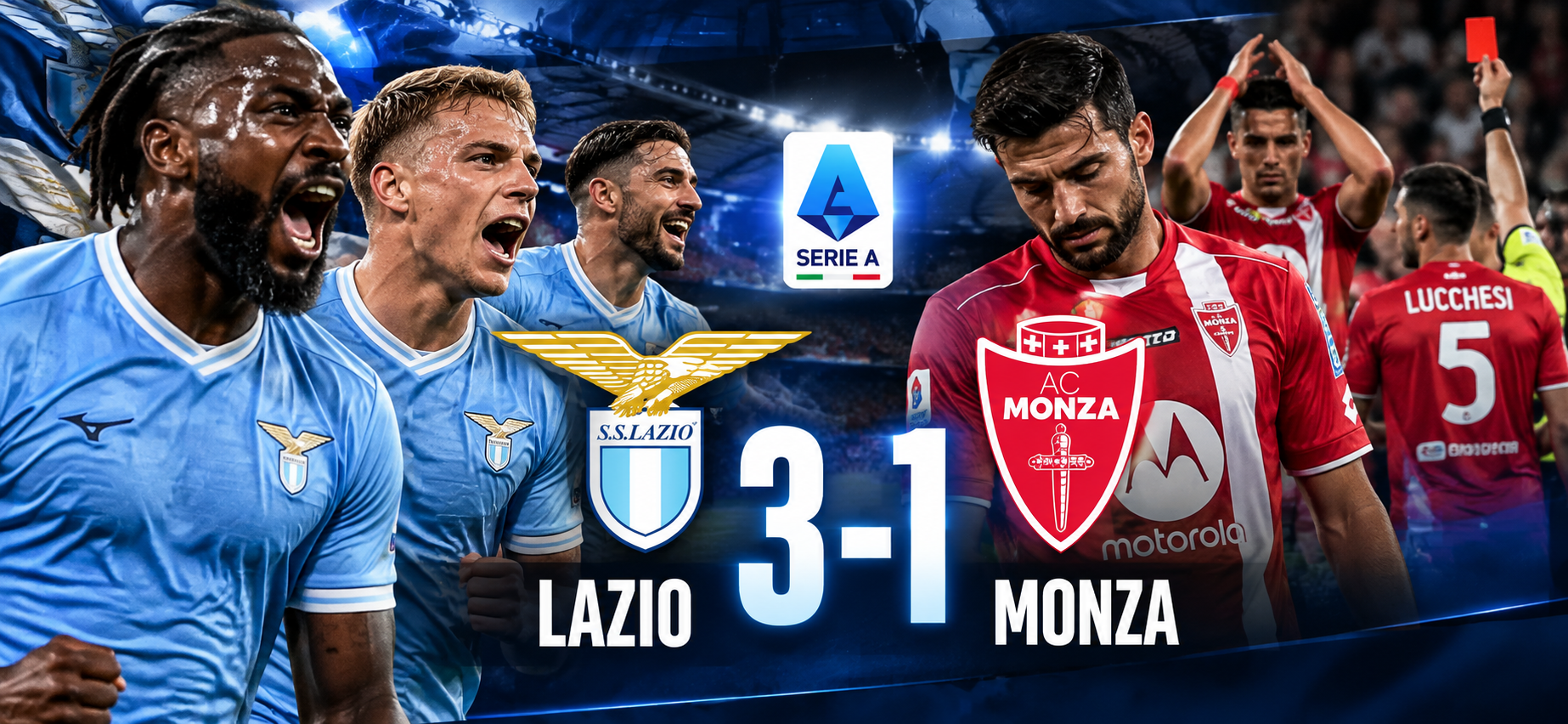 La Lazio batte il Monza 3-1 e aggancia l’Inter in vetta. Tavares e Isaksen indirizzano il match, Goglichidze riapre tutto e Pinamonti chiude nel finale. Analisi completa, statistiche e lettura tattica di una partita più complicata di quanto racconti il risultato.